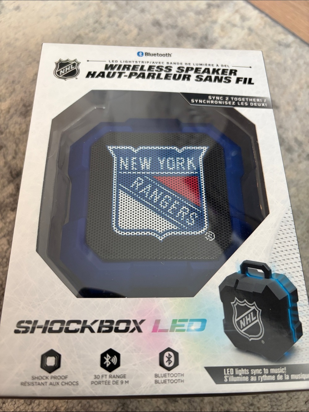 NHL New York Rangers Blue Shockbox LED Wireless Speaker